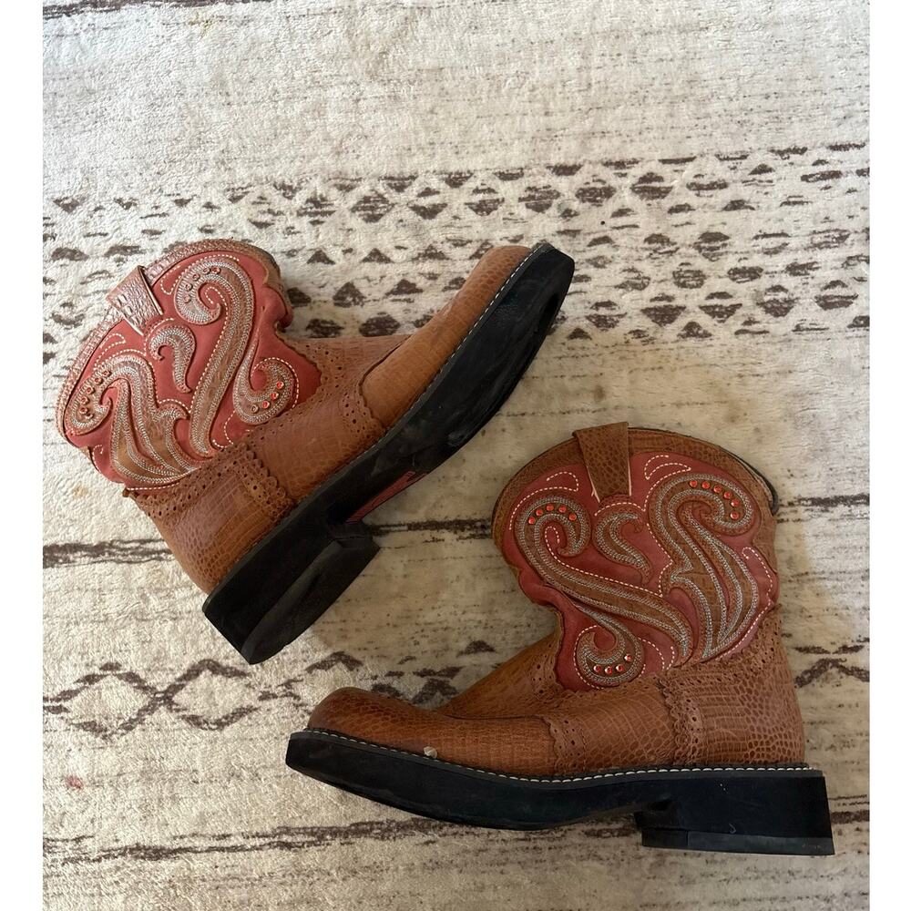 ARIAT Cowboy Western Boots 8.5 B 39.5M Brown Pink Leather